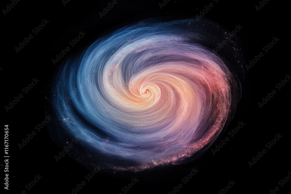 Poster swirling cosmic galaxy displaying vibrant colors and intricate patterns in deep space. generative ai