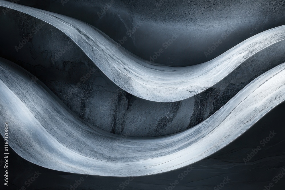 Poster beautifully textured abstract waves with a monochromatic color palette and smooth curves. generative