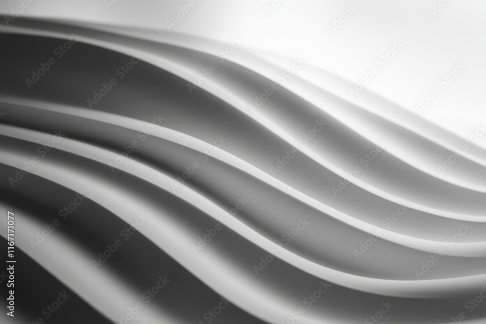 Poster beautifully curved lines create a mesmerizing pattern in shades of gray and white. generative ai