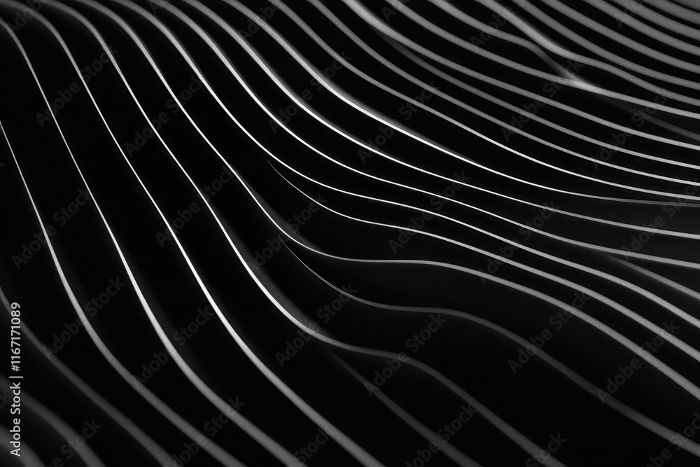 Poster intricate black lines create dynamic patterns and textures in a smooth undulating formation. generat