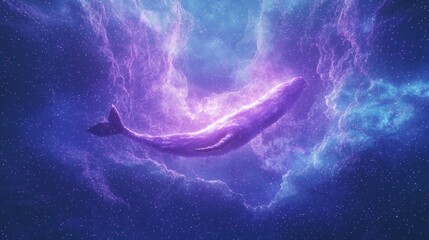Fototapeta premium Cosmic Whale: Journey Through the Star River - 3D Render Artwork of Subconscious Exploration and Tranquility