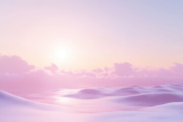 Soft pastel hues of a sunrise over tranquil waves in a serene landscape. Generative AI