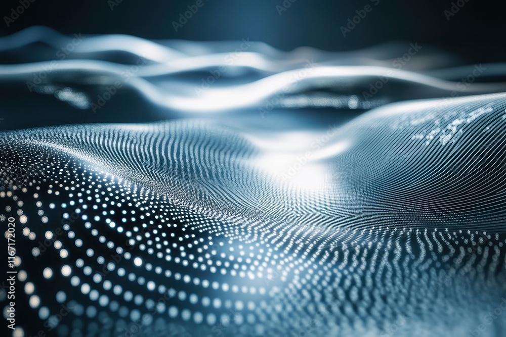 Fototapete abstract digital waves creating a mesmerizing pattern of light and shadow in a futuristic landscape.