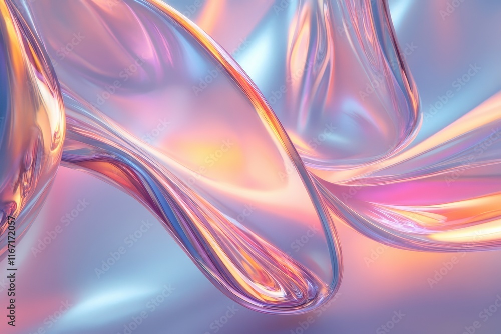 Poster colorful abstract shapes create an ethereal atmosphere with a blend of soft hues and smooth textures