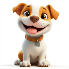 Naklejka premium Cartoon Dog Smiling With Joy in a Playful Pose