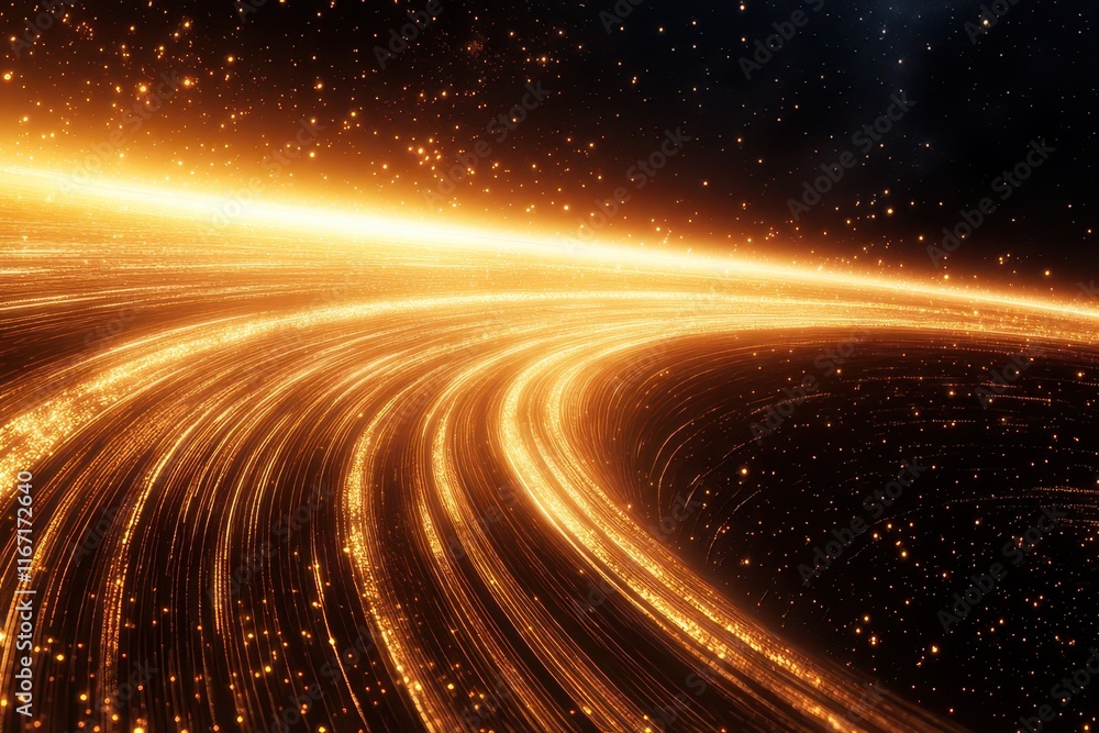 Poster starlit trails of glowing particles swirl through a cosmic expanse in a stunning display of galactic