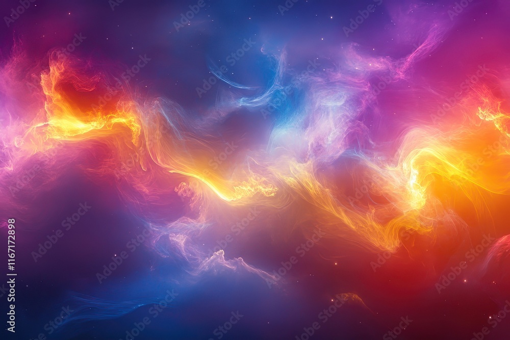 Poster beautiful cosmic cloud with vibrant colors and swirling patterns in deep space at night. generative 