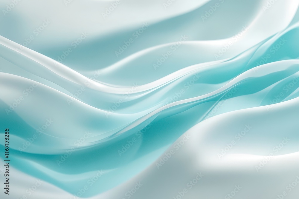 Poster soft flowing fabric with gentle waves in light aqua tones creating an elegant textured background. g