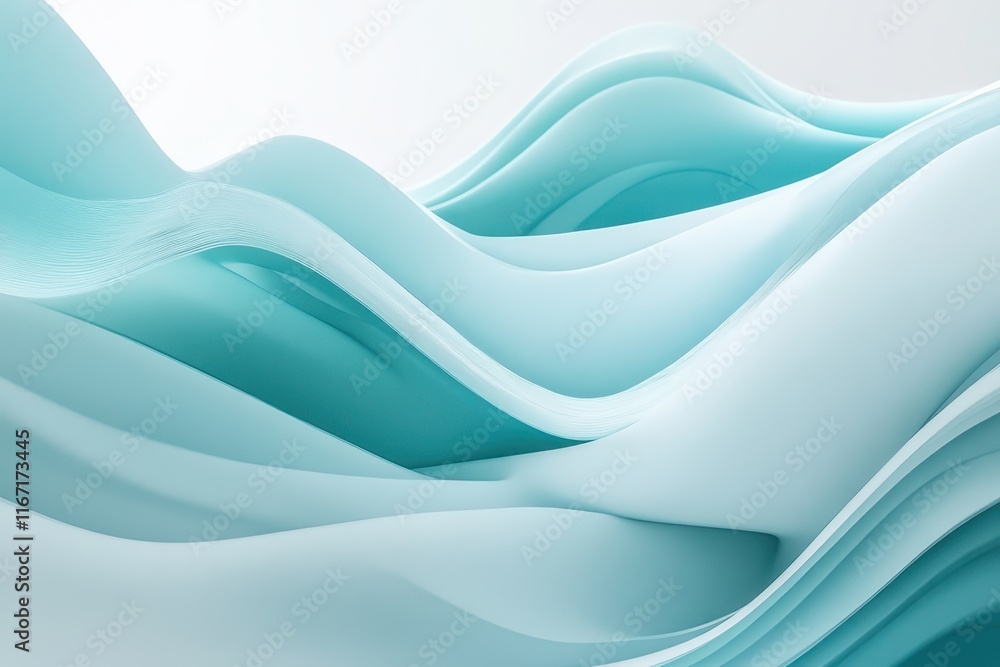 Poster swirling turquoise waves create a calming abstract background for design and art. generative ai
