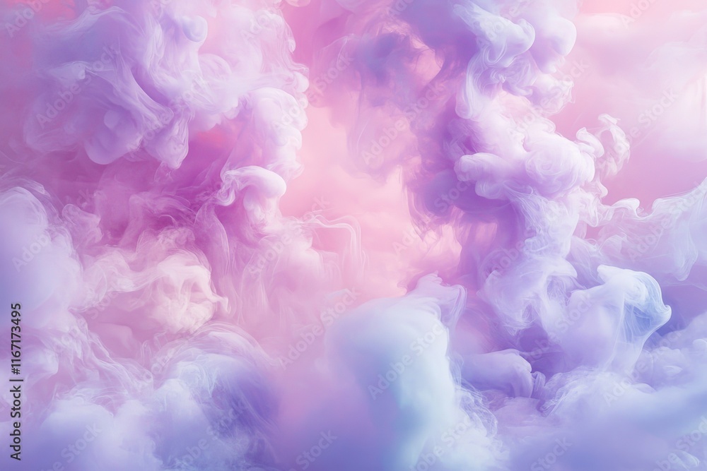 Poster clouds swirling in pastel colors create a dreamy atmosphere during twilight hours. generative ai