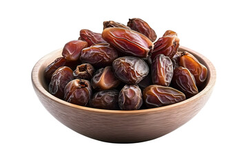 Obraz premium dried dates in a bowl isolated on transparent background