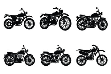 Obraz premium Set of vintage motorcycle silhouette, Retro bike collection vector illustration