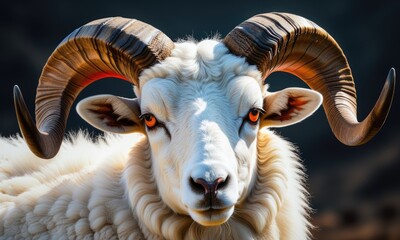 Majestic ram with striking horns in natural habitat