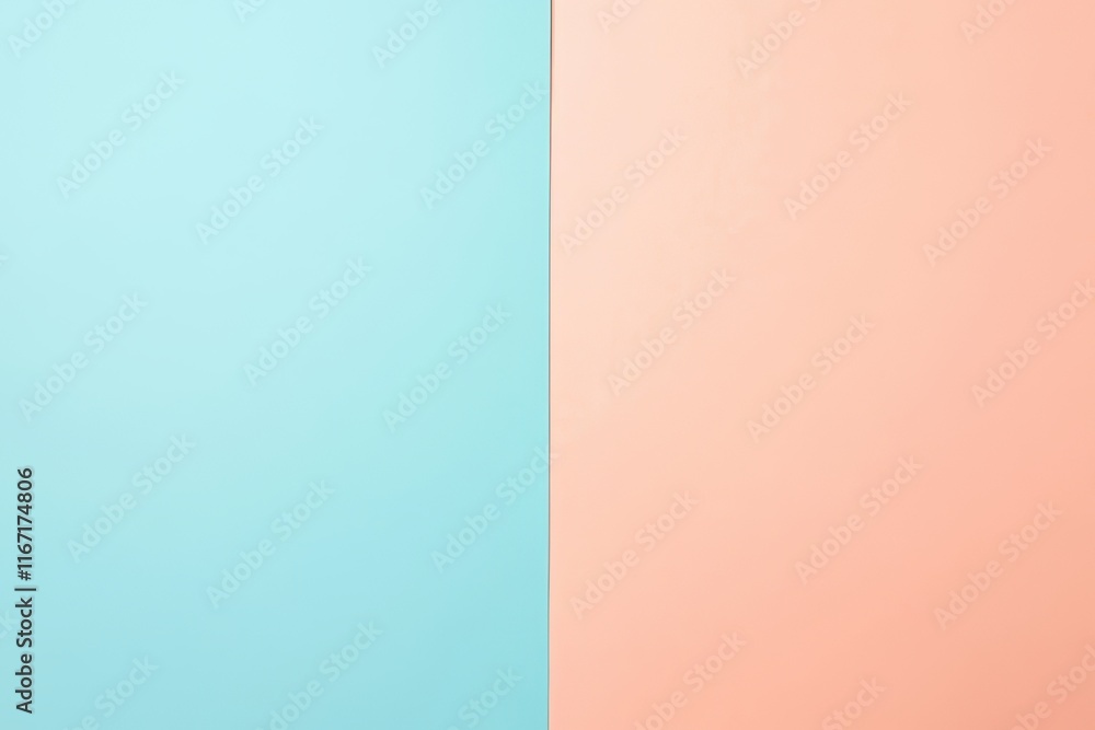 Poster colorful split background showcasing serene blue and warm peach tones creating a calming visual effe