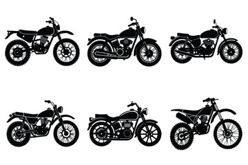 Obraz premium Set of vintage motorcycle silhouette, Retro bike collection vector illustration