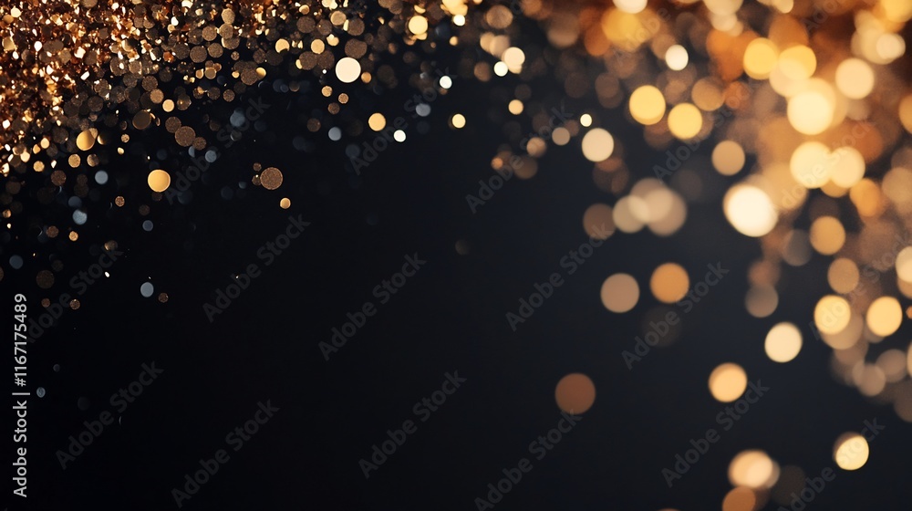 Poster shimmering golden glitter background with soft edges and copy space