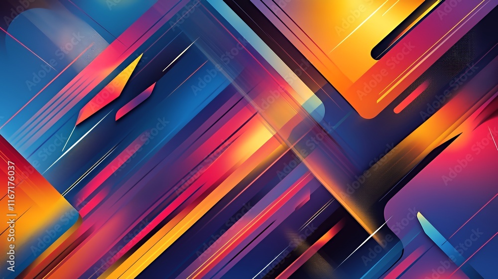 Poster abstract diagonal lines vivid color gradient design