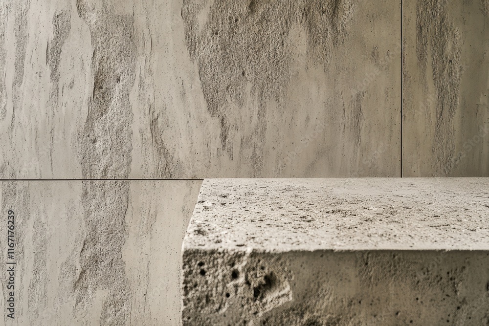 Poster modern architectural design featuring textured stone surfaces in a minimalist setting. generative ai