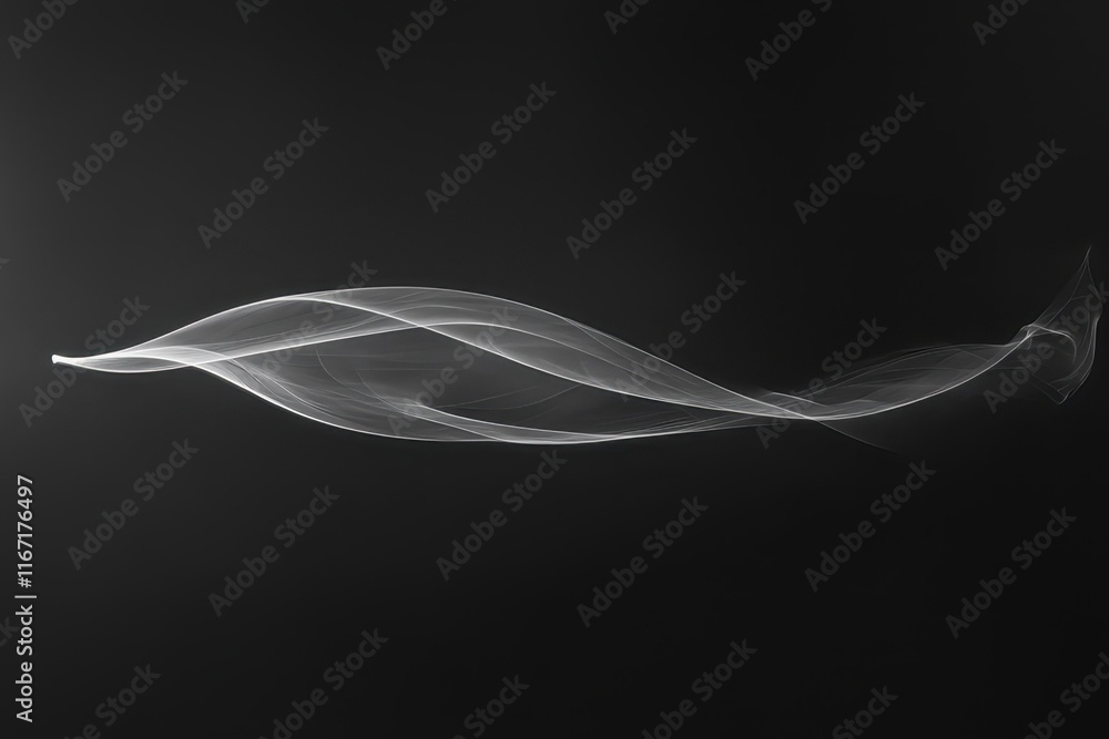Poster swirling wisps of smoke create an abstract design against a dark background capturing elegance and m