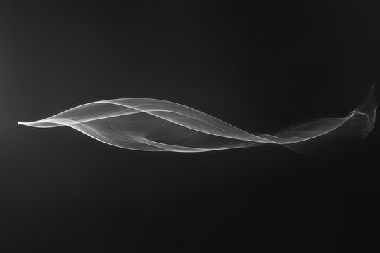 Swirling wisps of smoke create an abstract design against a dark background capturing elegance and movement. Generative AI