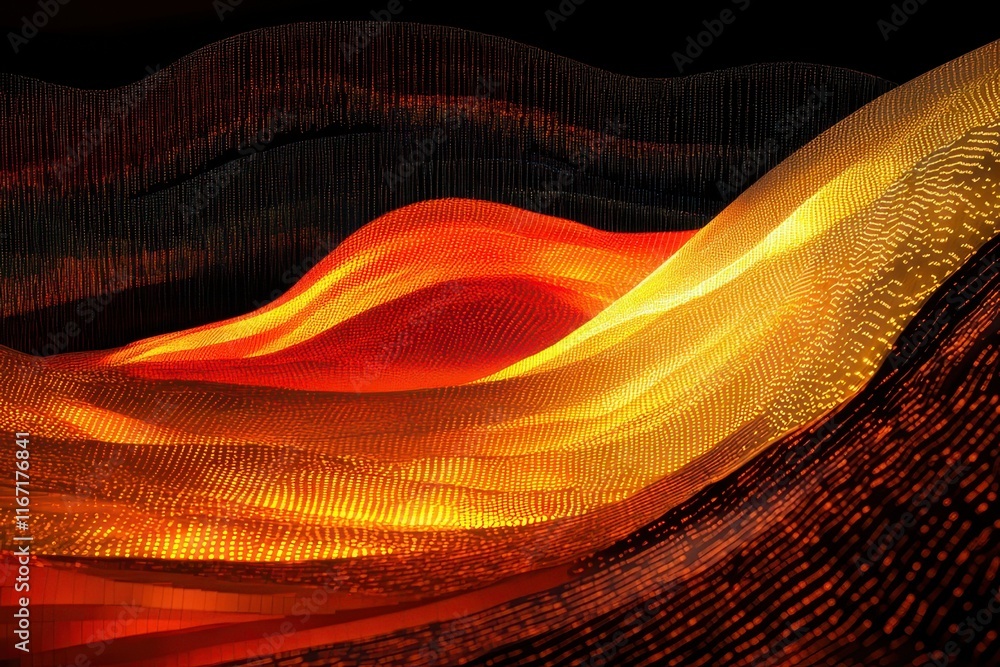 Poster abstract waves of light create a dynamic interplay of warm colors in a mesmerizing display of artist