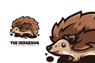 Cute Hedgehog Mascot Logo Design with Brown Spiky Fur