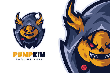 Creative Cartoon Pumpkin Beast Mascot Logo for Halloween Branding