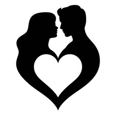 Valentine's day  Romantic couple sitting at the table in cafe silhouette vector icon illustration