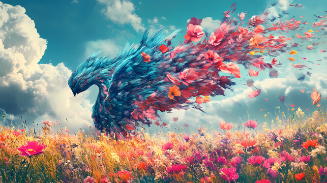 Zephyr zephyrus god of winds blowing spring whispering on a colorful vivid colors flowers field. zephyr. illustration. Whispering. Illustration