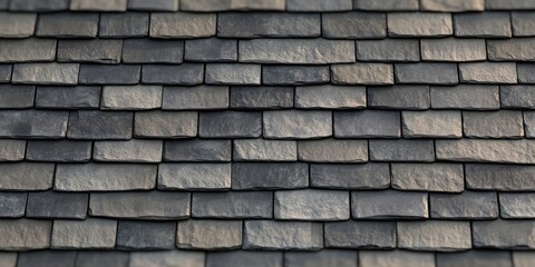 Obraz premium Close Up Textured Slate Roof Detail Architectural Background Realistic Pattern