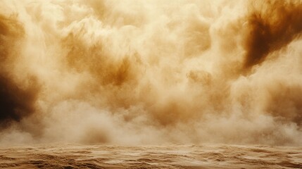 Golden Dust Storm Over Sandy Landscape