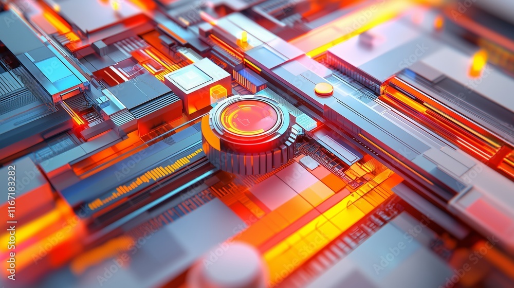 Poster abstract colorful geometry with futuristic technology elements