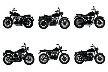 Obraz premium Set of vintage motorcycle silhouette, Retro bike collection vector illustration