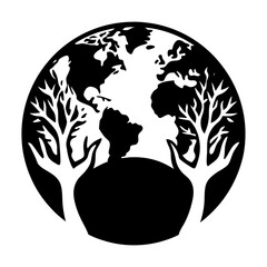Earth with Hands of Trees vector silhouette