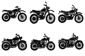Obraz premium Set of vintage motorcycle silhouette, Retro bike collection vector illustration