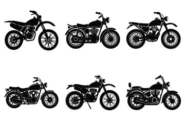 Obraz premium Set of vintage motorcycle silhouette, Retro bike collection vector illustration