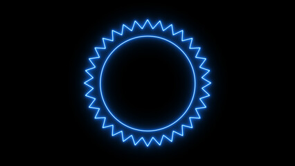 A Glowing neon line Icon Isolated on Black Background - Spikey Circle	
