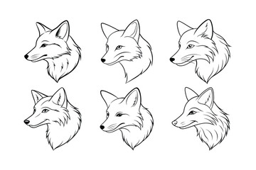 cute fox line art vector illustration