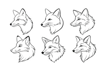 cute fox line art vector illustration