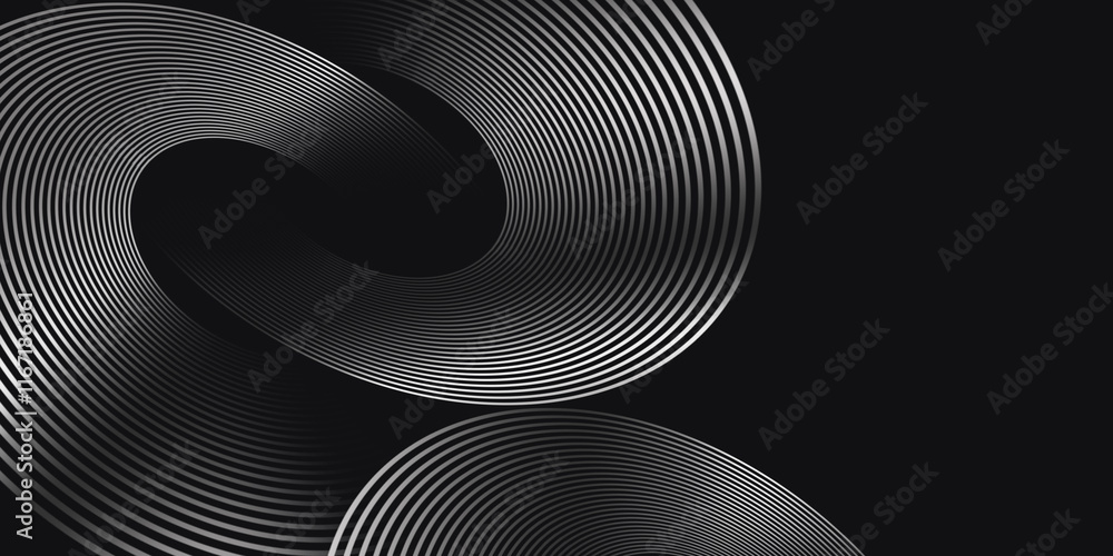 Aufkleber abstract elegant black background with shiny silver circle geometric lines. modern gray diagonal rou