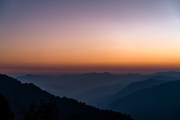 Sunrise over the Mountain in Nepal.