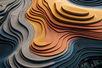 Layered, undulating forms in muted earth tones.