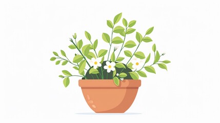 Obraz premium Botanical Branches and Leaves in Flowerpot, Nature Plant Concept