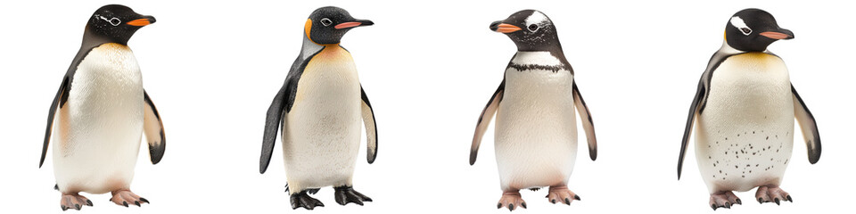 Naklejka premium Elegant Penguins Waddling and Swimming in Icy Arctic Waters