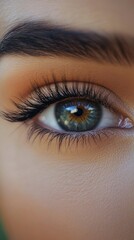 Obraz premium Stunning close-up of a vibrant and colorful eye with intricate patterns and details