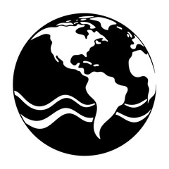 Earth with Water Waves vector silhouette