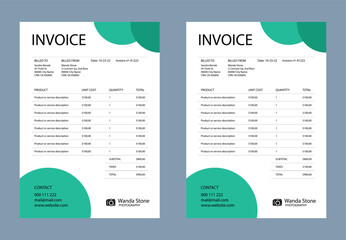 Minimal Corporate Business Invoice design template vector illustration bill form price invoice. Creative invoice template vector. business stationery design