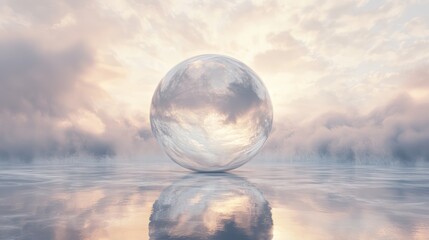 Paths of Destiny - Crystal Ball Reflection Rendering Uncertainty and Potential | 3D Digital Artwork