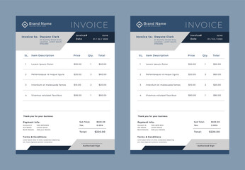 Minimal Corporate Business Invoice design template vector illustration bill form price invoice. Creative invoice template vector. business stationery design