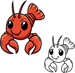Funny lobster cartoon